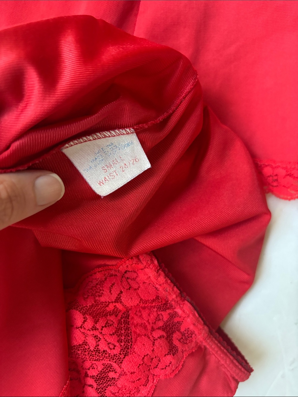 True Vintage 70’s Red Satin Lace Camisole Skirt Slip Set Matching Coordinating S - Picture 14 of 17